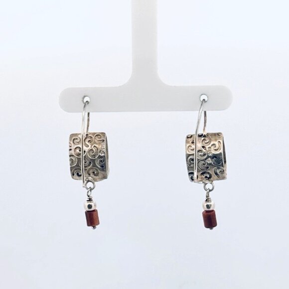 Vintage 925 Sterling Silver Swirl Dangle Earrings Artisan Estate Jewelry Pair US - Picture 3 of 10